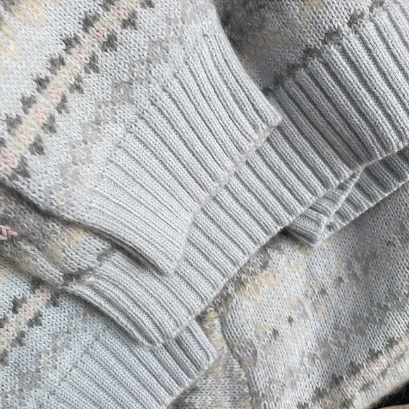 Ralph Lauren blue Fair Isle cotton wool cashmere rabbit Sweater Size Large - Picture 7 of 10